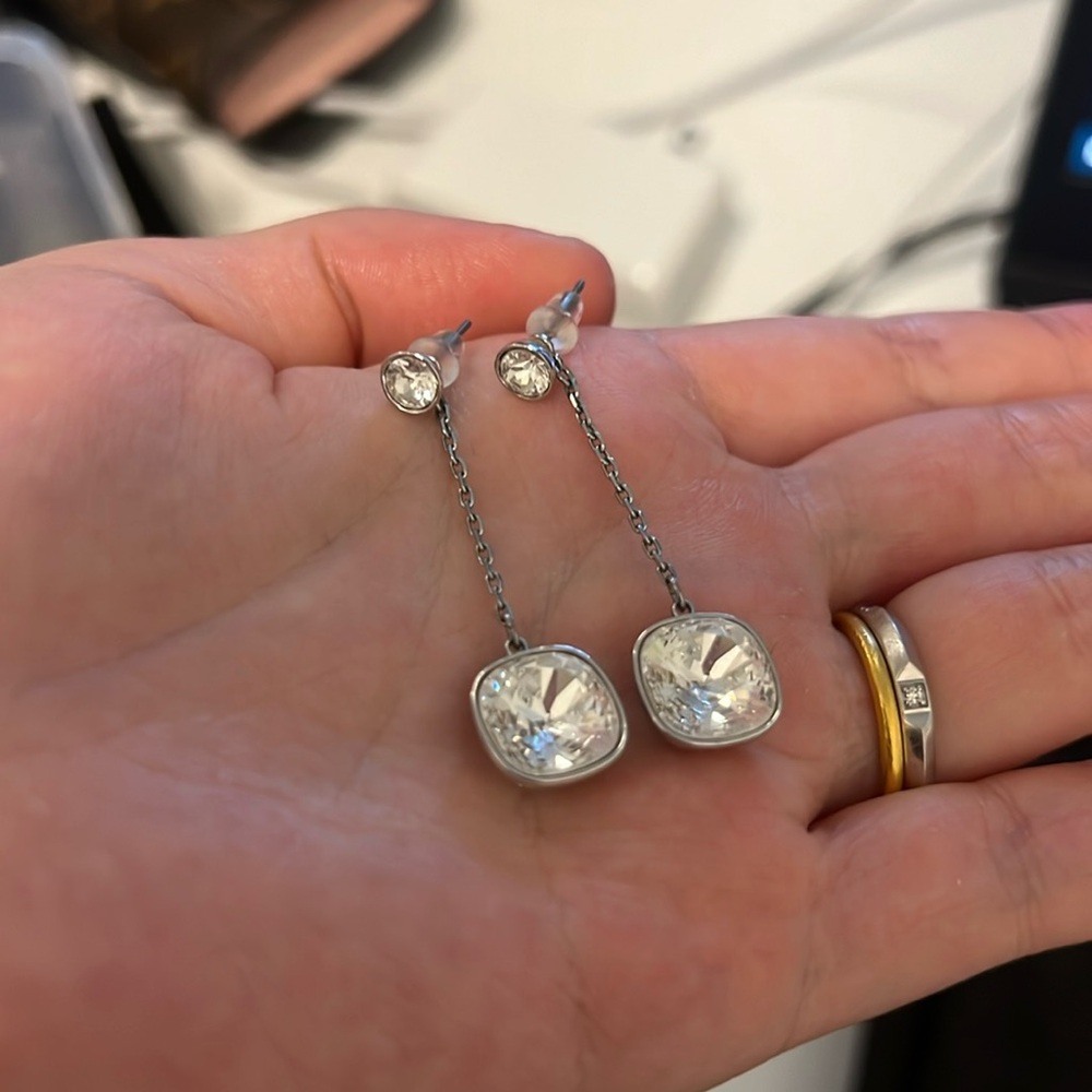 Swarovski Silver Clear Crystal Drop Earrings